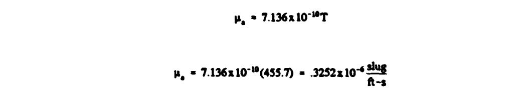 Example 2-1 mu. Viscosity equation μ = 7.136e-10*T_absolute_R
