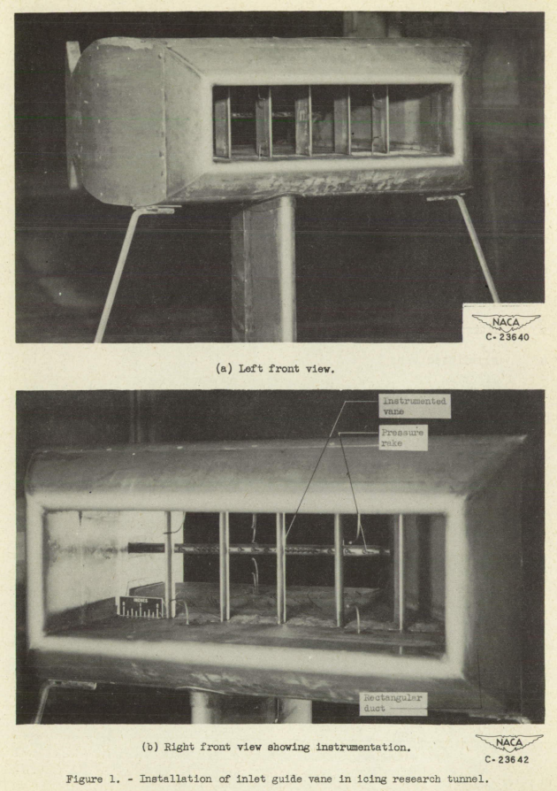 Figure 1. Installation of the inlet guide vane in the icing research tunnel.