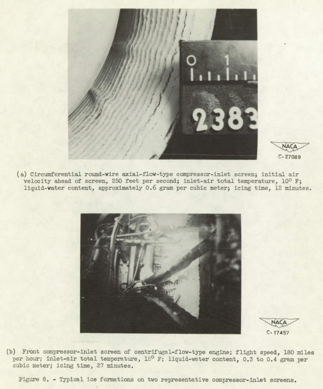 Figure 8. Typical ice formations on two representative compressor-inlet screens.