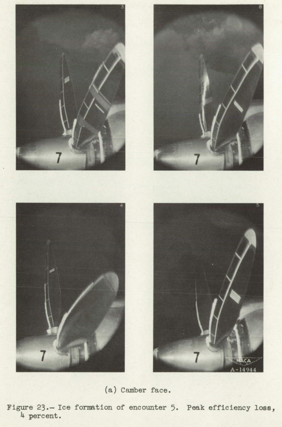 Figure 23. Ice formation of encounter 5. Peak efficiency loss, 4 percent.