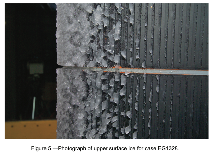 Photo of the ice shape showing that the ridge is not continuous.