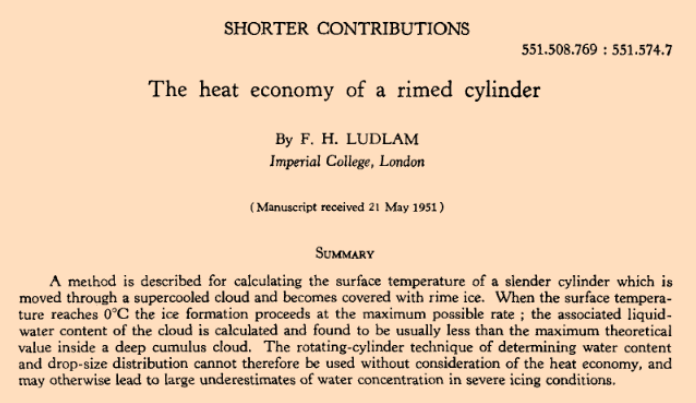 Cover page. Shorter Contributions. 
The Heat Economy of a Rimed Cylinder.