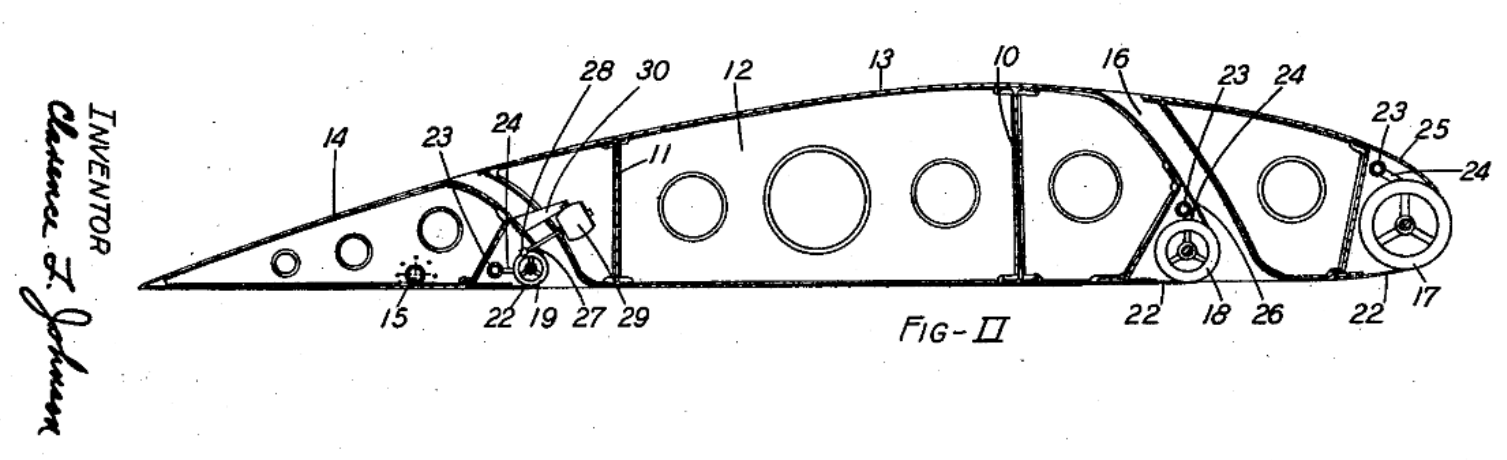 Figure II. A cross-section of a wing with a rotating cylnder that forms the leading edge. Similar mechanisms are provided for the leading edge slat, fixed wing, and aft flap.